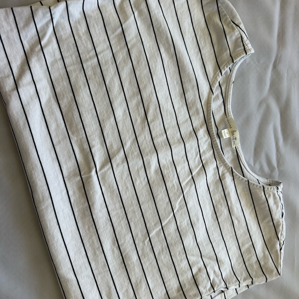 Nine Britton White and Black Striped Tee